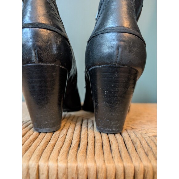 FRYE Womens Black Leather Western Ankle Boots Sz 6.5 Cowgirl Festival Boho Barn - Picture 4 of 8